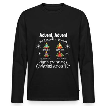 Advent Advent Christkind Poem Christmas - Men's Premium Organic Long Sleeve Shirt - black - Front - Nico (187cm)