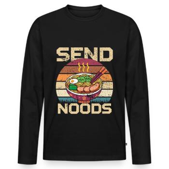 Send Noods Vintage Ramen Retro Japan Food - Men's Premium Organic Long Sleeve Shirt - black - Front - Nico (187cm)
