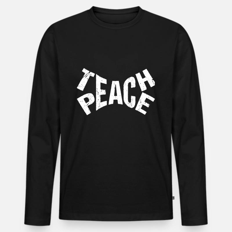 Teach Peace - Männer Premium Bio Langarmshirt - Schwarz