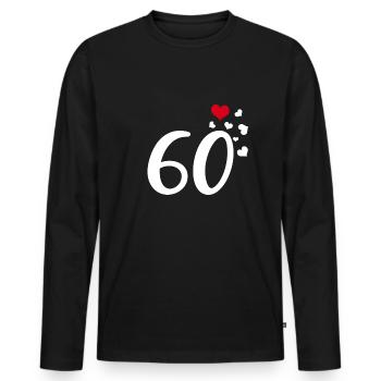 60e anniversaire coeurs 60 - T-shirt manches longues Premium bio Homme - noir - Devant - Nico (187cm)