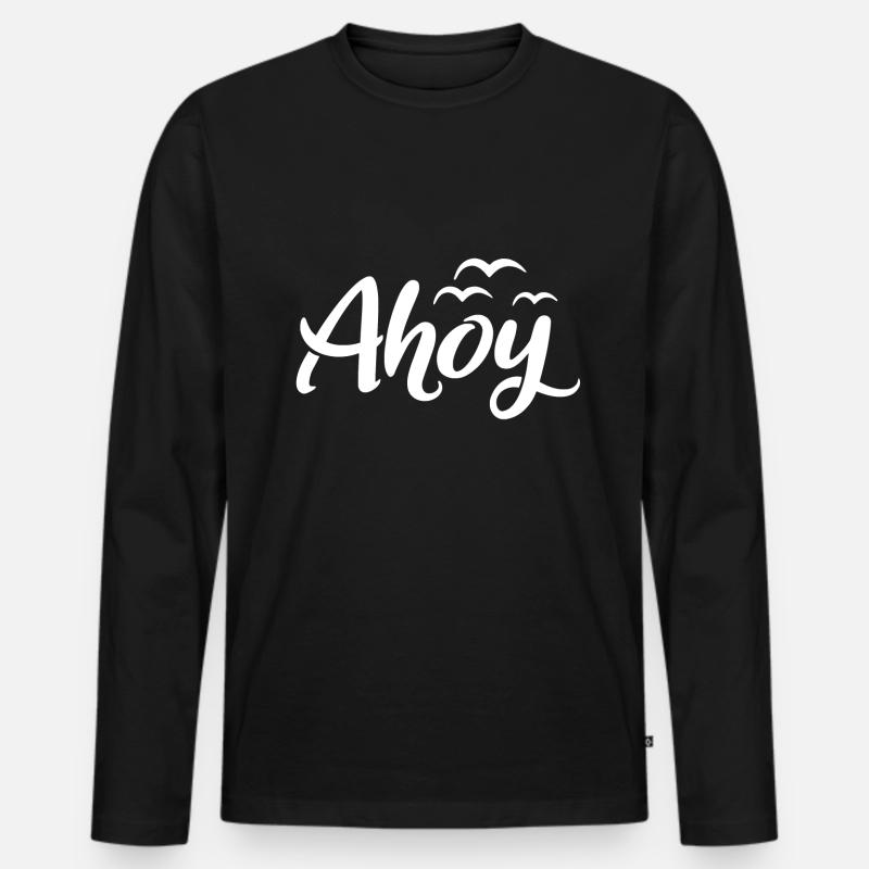 Ahoy - Männer Premium Bio Langarmshirt - Schwarz