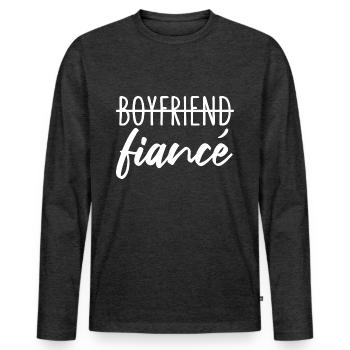 Boyfriend Fiancé Fiancé Engagement - Men's Premium Organic Long Sleeve Shirt - heather anthracite - Front - Nico (187cm)