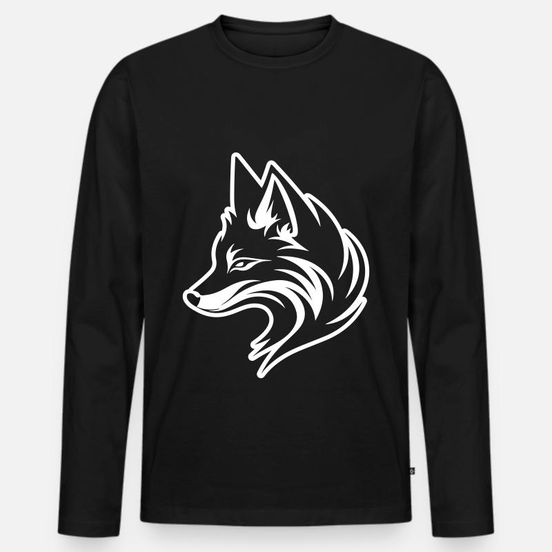 Fuchs Tier - Männer Premium Bio Langarmshirt - Schwarz