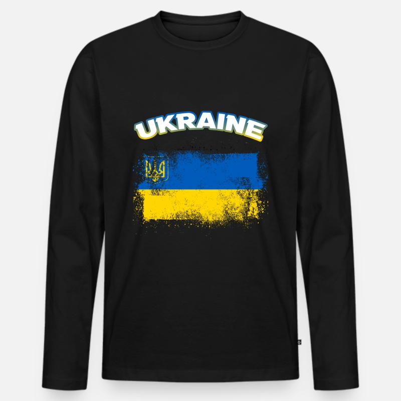 Ukraine - Männer Premium Bio Langarmshirt - Schwarz