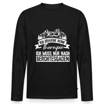 Berchtesgaden keine Therapie Watzmann Wandern - Männer Premium Bio Langarmshirt - Schwarz - Vorne - Nico (187cm)