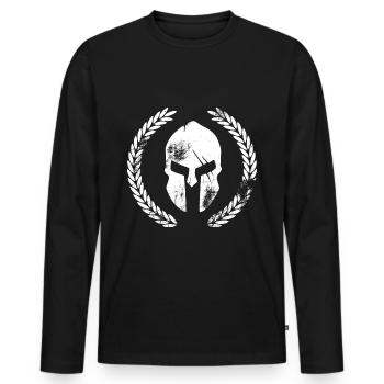 Sparta mit lorbeerkranz - Männer Premium Bio Langarmshirt - Schwarz - Vorne - Nico (187cm)