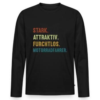 Motorrad Biker Motorradfahrer bike Rocker Rentner - Männer Premium Bio Langarmshirt - Schwarz - Vorne - Nico (187cm)