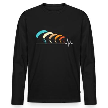 Skydiving Parachutists Parachute - Men's Premium Organic Long Sleeve Shirt - black - Front - Nico (187cm)