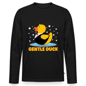 Gentle Badeente Gummiente - Männer Premium Bio Langarmshirt - Schwarz - Vorne - Nico (187cm)