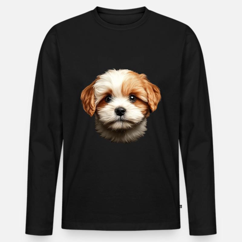 Lhasa Apso - Männer Premium Bio Langarmshirt - Schwarz