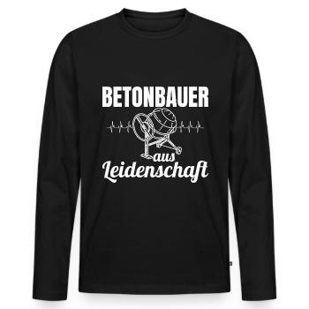 Betonbauer aus Leidenschaft - Männer Premium Bio Langarmshirt - Schwarz - Vorne - Nico (187cm)