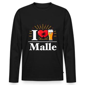 I Love Malle Mallorca Holidays Beer Alcohol Holidays - Men's Premium Organic Long Sleeve Shirt - black - Front - Nico (187cm)