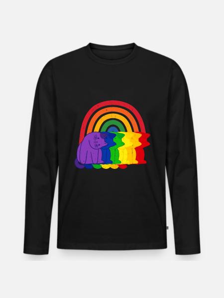 Rainbow Cats Rainbow Cat - Men's Premium Organic Long Sleeve Shirt - black