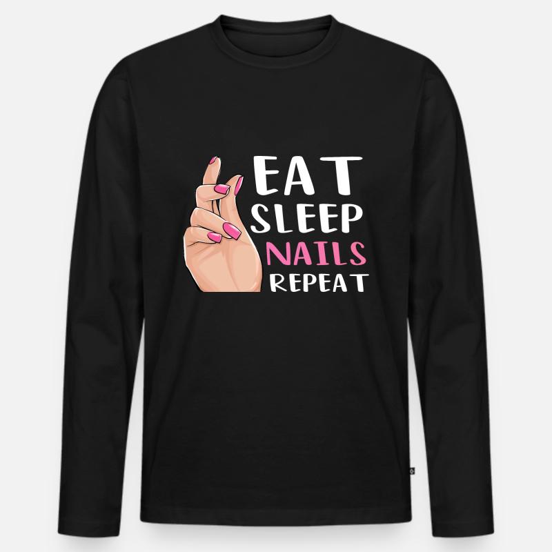 Eat Sleep Nails Repeat - Männer Premium Bio Langarmshirt - Schwarz