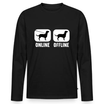Online Offline Dackel Dachshund Dackelbesitzer - Männer Premium Bio Langarmshirt - Schwarz - Vorne - Nico (187cm)