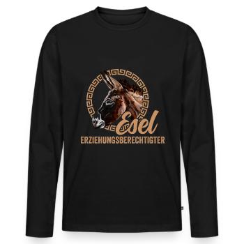 Lustiger Esel Spruch Bauernhof - Männer Premium Bio Langarmshirt - Schwarz - Vorne - Nico (187cm)
