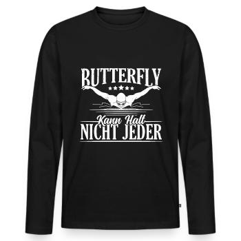 Schwimmen kann halt nicht jeder Schwimmer - Männer Premium Bio Langarmshirt - Schwarz - Vorne - Nico (187cm)