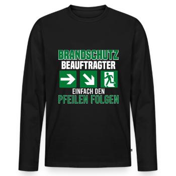 Brandschutzbeauftragter Brandschutz Pfeile - Männer Premium Bio Langarmshirt - Schwarz - Vorne - Nico (187cm)