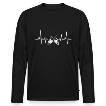 Lumberjack Chainsaw Heartbeat - Men's Premium Organic Long Sleeve Shirt - black - Front - Nico (187cm)