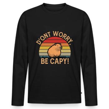 Don't worry, Be Capy! - Men's Premium Organic Long Sleeve Shirt - black - Front - Nico (187cm)