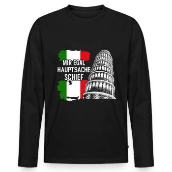 Schiefe Turm von Pisa mir egal Italien - Männer Premium Bio Langarmshirt - Schwarz - Vorne - Nico (187cm)