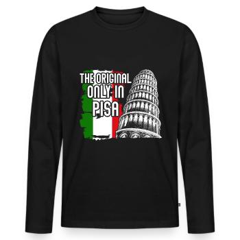 Schiefe Turm von Pisa Spruch Italien - Männer Premium Bio Langarmshirt - Schwarz - Vorne - Nico (187cm)