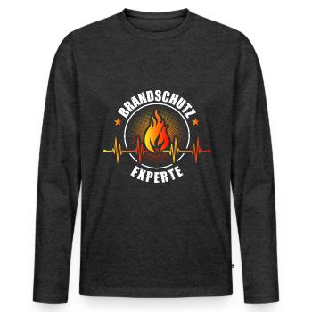 Brandschutz Experte Herzschlag - Männer Premium Bio Langarmshirt - Anthrazit meliert - Vorne - Nico (187cm)