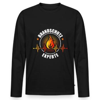 Brandschutz Experte Herzschlag - Männer Premium Bio Langarmshirt - Schwarz - Vorne - Nico (187cm)