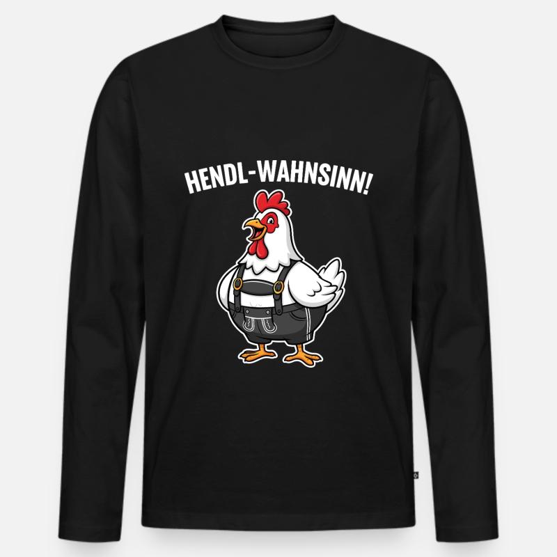 Hendl-Wahnsinn ! - Männer Premium Bio Langarmshirt - Schwarz