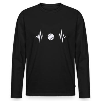 Battements de cœur de baseball - T-shirt manches longues Premium bio Homme - noir - Devant - Nico (187cm)