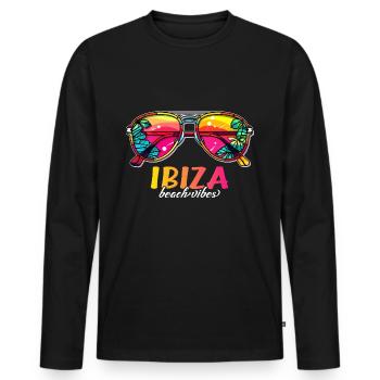 Ibiza beach Outfit - T-shirt manches longues Premium bio Homme - noir - Devant - Nico (187cm)