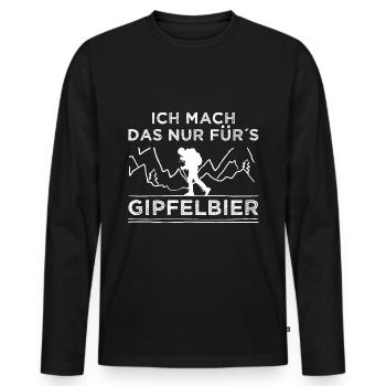 ich tu das nur für s Gipfelbier Bier trinken - Männer Premium Bio Langarmshirt - Schwarz - Vorne - Nico (187cm)