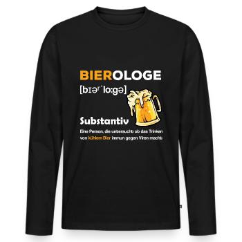 Bierologe kühles Bier Viren Virus lustiger Spruch - Männer Premium Bio Langarmshirt - Schwarz - Vorne - Nico (187cm)