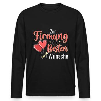 Firmung die Besten Wünsche Firmling - Männer Premium Bio Langarmshirt - Schwarz - Vorne - Nico (187cm)