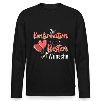 Konfirmation die Besten Wünsche Konfirmand - Männer Premium Bio Langarmshirt - Schwarz - Vorne - Nico (187cm)