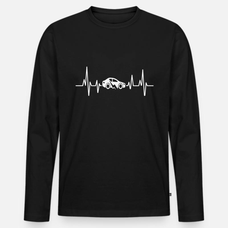 E-Auto Elektroauto Herzschlag - Männer Premium Bio Langarmshirt - Schwarz