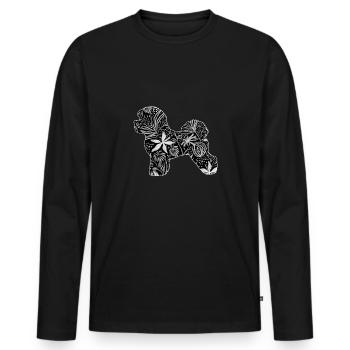 Flower Bichon Frize - Men's Premium Organic Long Sleeve Shirt - black - Front - Nico (187cm)