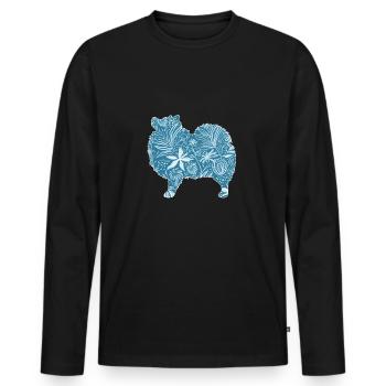 Blume Kleinspitz II - Männer Premium Bio Langarmshirt - Schwarz - Vorne - Nico (187cm)