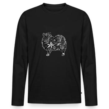 Blume Kleinspitz - Männer Premium Bio Langarmshirt - Schwarz - Vorne - Nico (187cm)