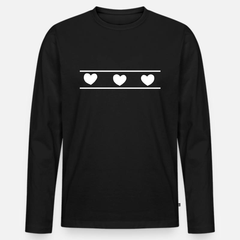 Herz Herzen - Männer Premium Bio Langarmshirt - Schwarz