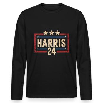 Harris 2024 Vintage Election Patriotic Campaign - Men's Premium Organic Long Sleeve Shirt - black - Front - Nico (187cm)