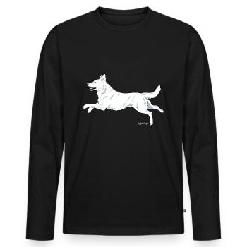 whitesheponly - Männer Premium Bio Langarmshirt - Schwarz - Vorne - Nico (187cm)