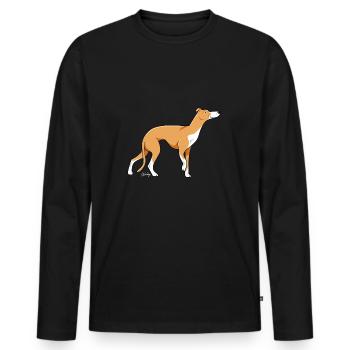 Nur Whippet III - Männer Premium Bio Langarmshirt - Schwarz - Vorne - Nico (187cm)