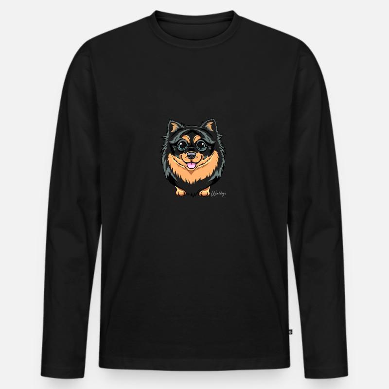 Kleinspitz Fluffy I - Männer Premium Bio Langarmshirt - Schwarz