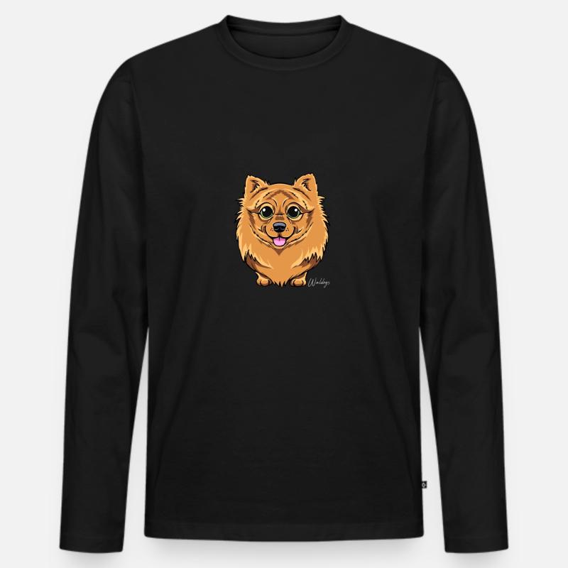 Kleinspitz Fluffy VI - Männer Premium Bio Langarmshirt - Schwarz