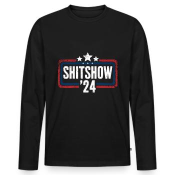 Shitshow 2024 Political Election Parody - Men's Premium Organic Long Sleeve Shirt - black - Front - Nico (187cm)