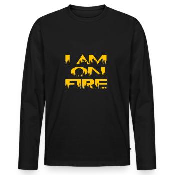 i am on fire - Men's Premium Organic Long Sleeve Shirt - black - Front - Nico (187cm)