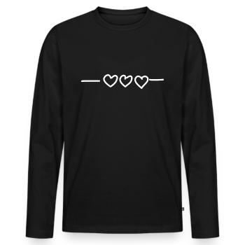Heart Line - Men's Premium Organic Long Sleeve Shirt - black - Front - Nico (187cm)