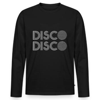 Disco Disco - White - Männer Premium Bio Langarmshirt - Schwarz - Vorne - Nico (187cm)