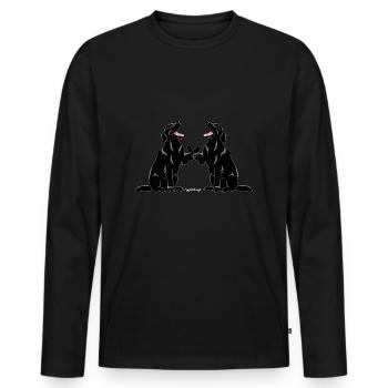 Flattie Pair 3 - Men's Premium Organic Long Sleeve Shirt - black - Front - Nico (187cm)